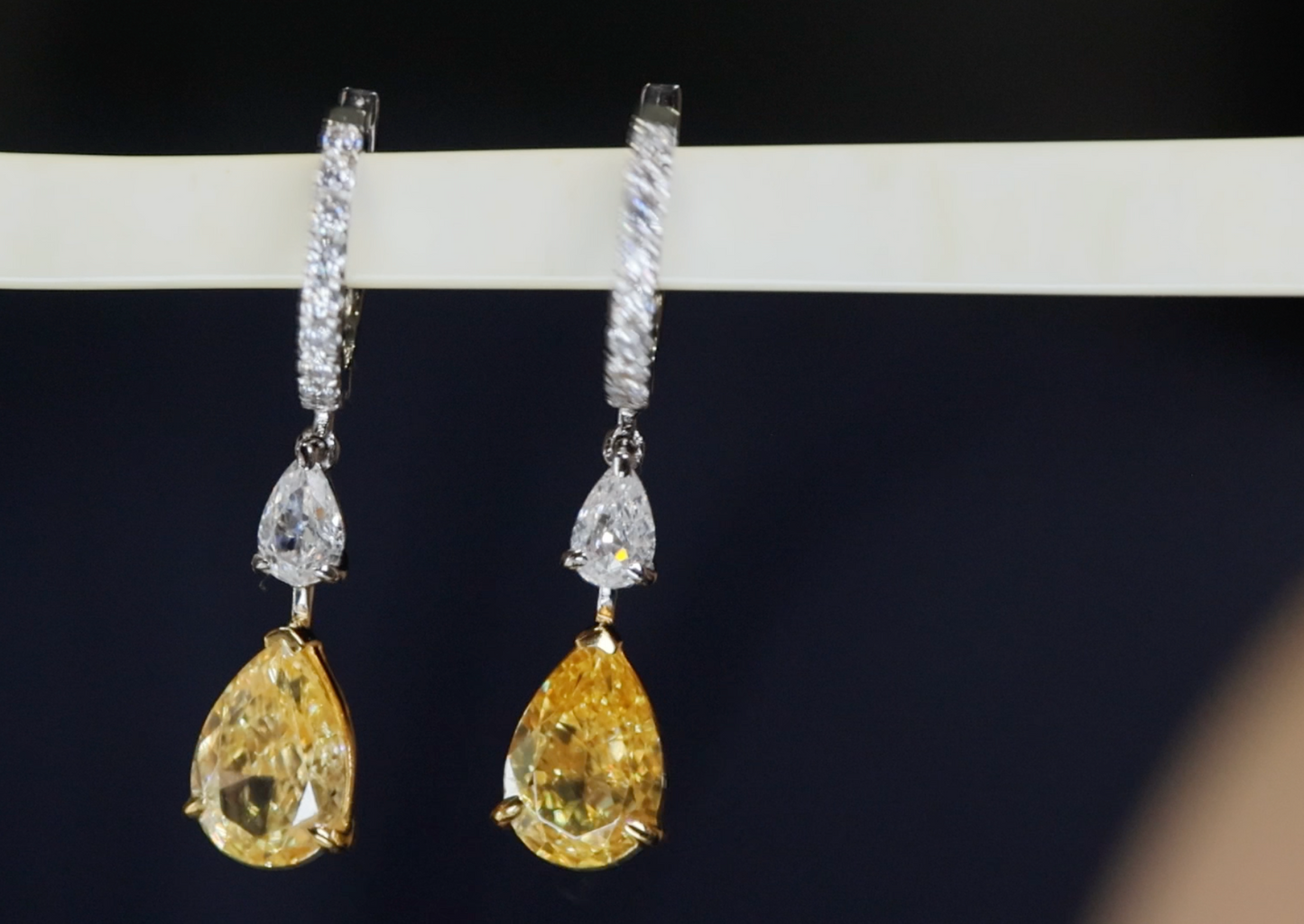 4.0ct Yellow Diamond Earrings | Yellow  Diamond Earrings | Pear Earrings