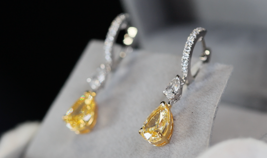 4.0ct Yellow Diamond Earrings | Yellow  Diamond Earrings | Pear Earrings