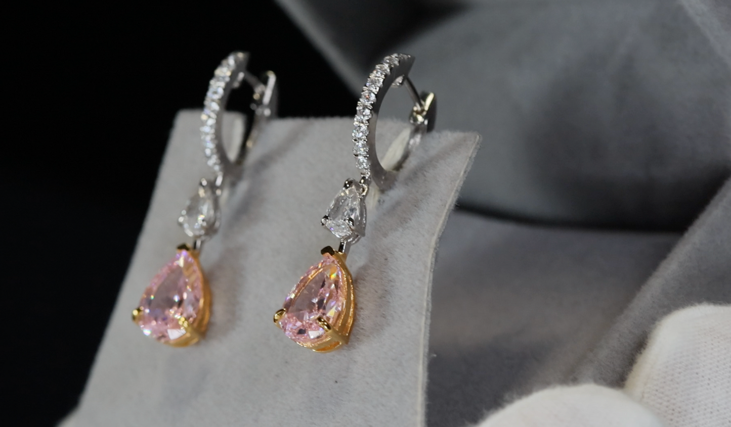 4.0ct Pink Diamond Earrings | Pink Diamond Earrings | Pear Earrings