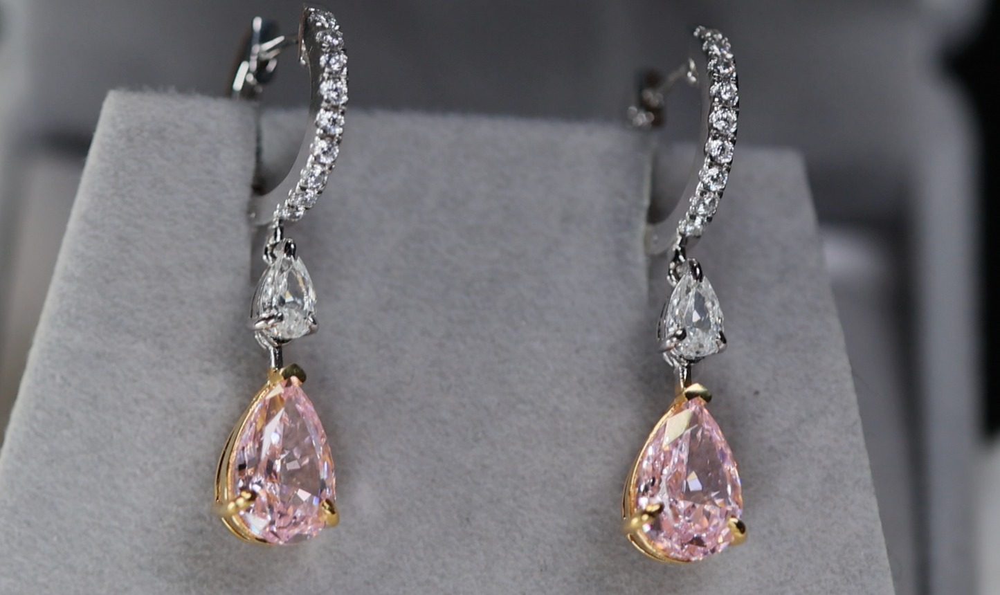 4.0ct Pink Diamond Earrings | Pink Diamond Earrings | Pear Earrings