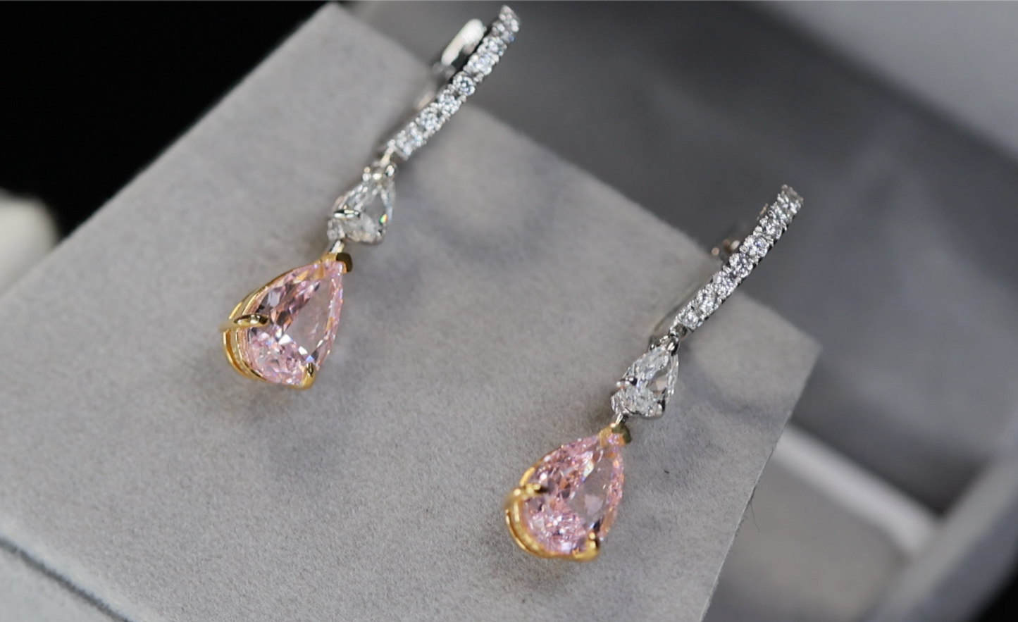 4.0ct Pink Diamond Earrings | Pink Diamond Earrings | Pear Earrings