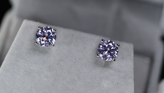 PURPLE MOISSANITE DIAMOND EAR STUDS