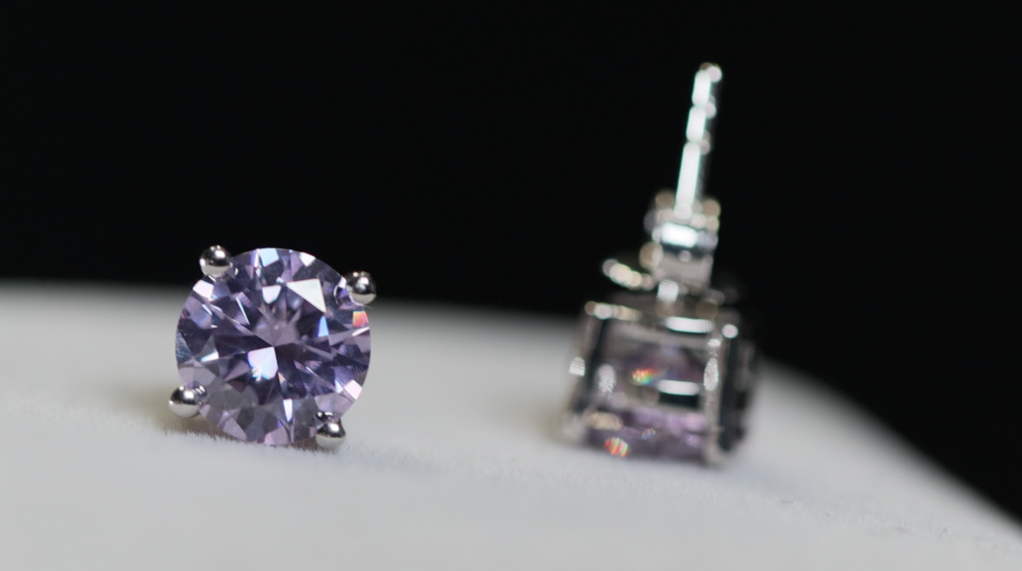 PURPLE MOISSANITE DIAMOND EAR STUDS