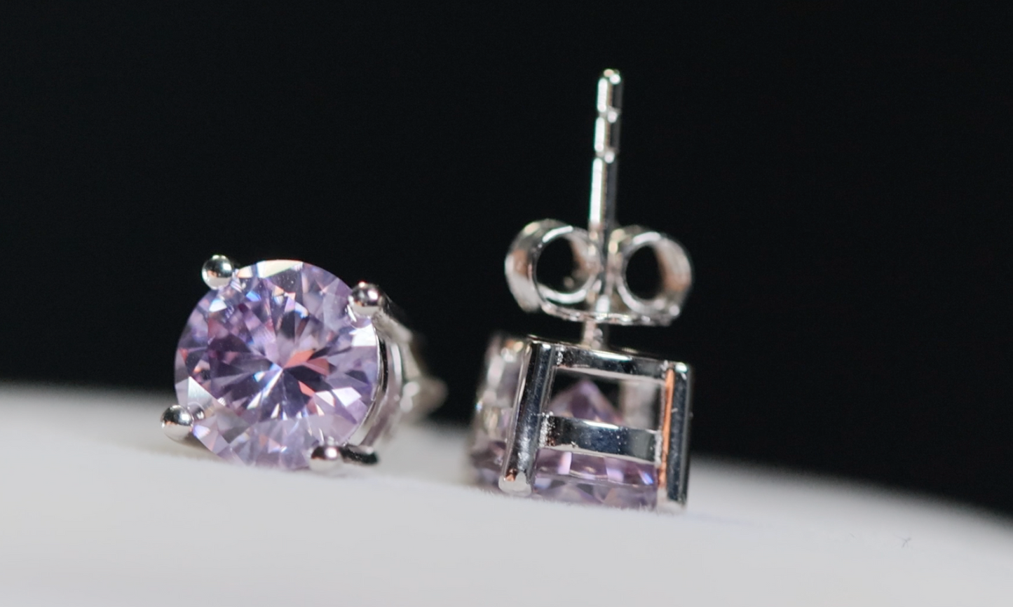 PURPLE MOISSANITE DIAMOND EAR STUDS