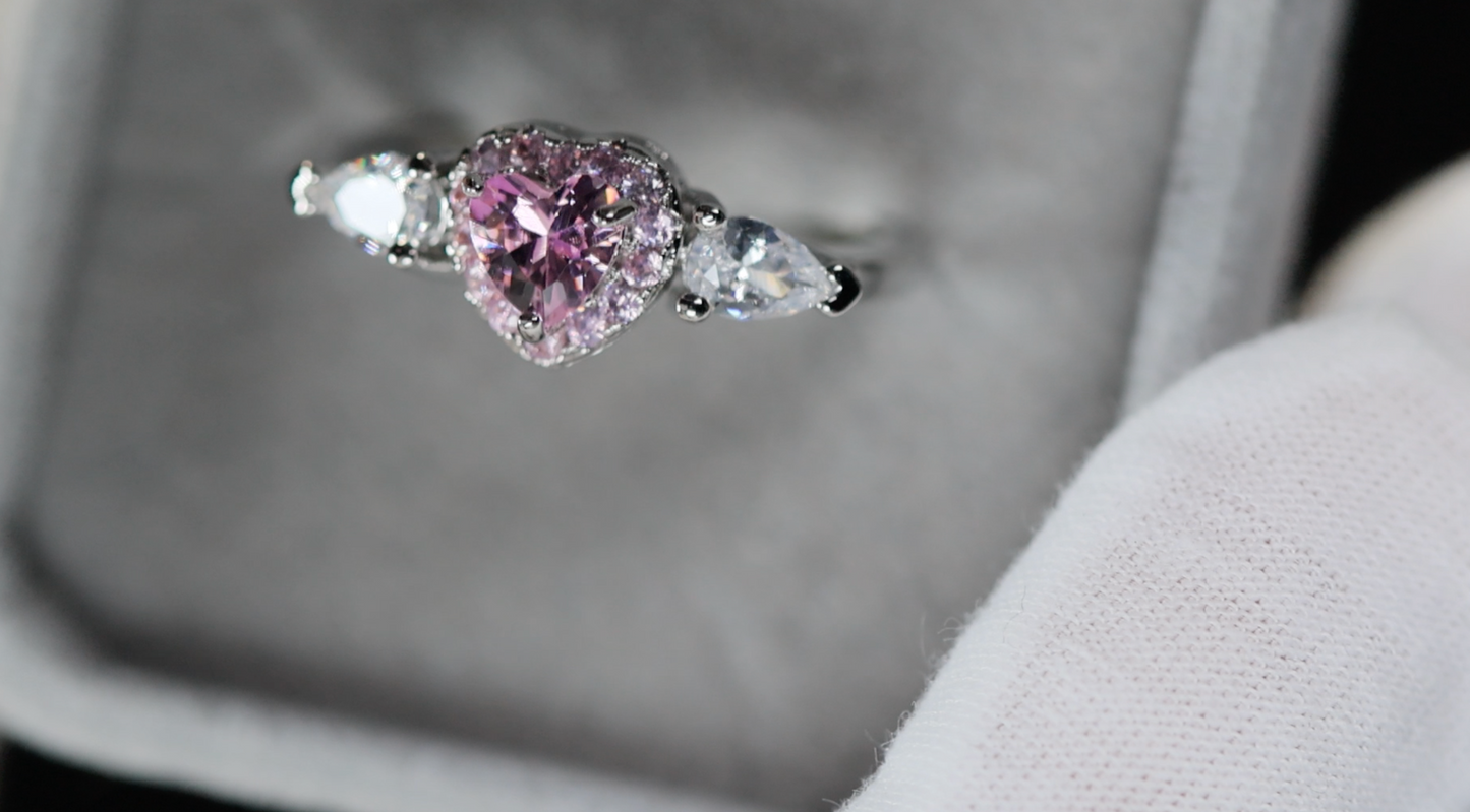 Pink Diamond Ring | Pink Diamond Heart Ring | Pink Heart Engagement Ring