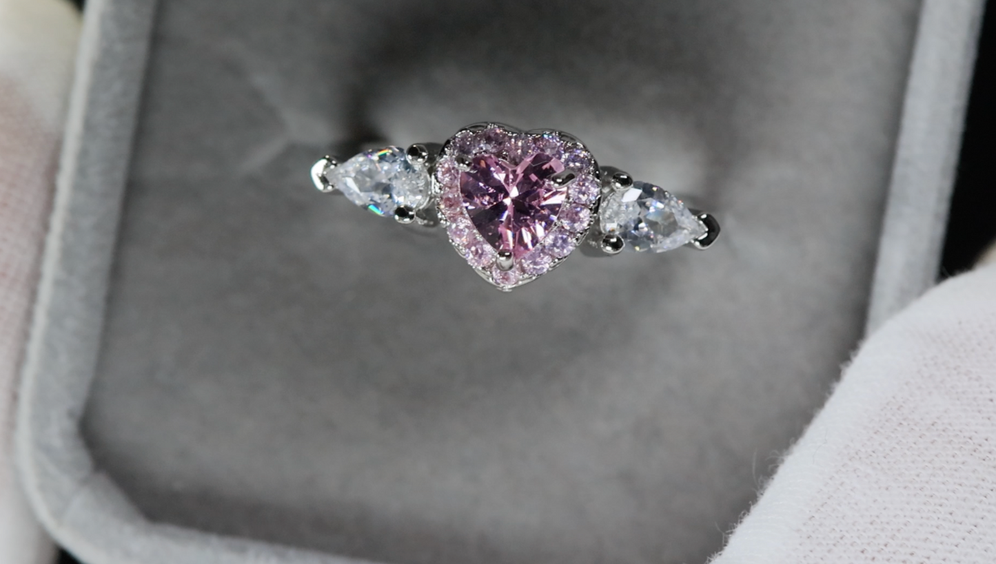 Pink Diamond Ring | Pink Diamond Heart Ring | Pink Heart Engagement Ring