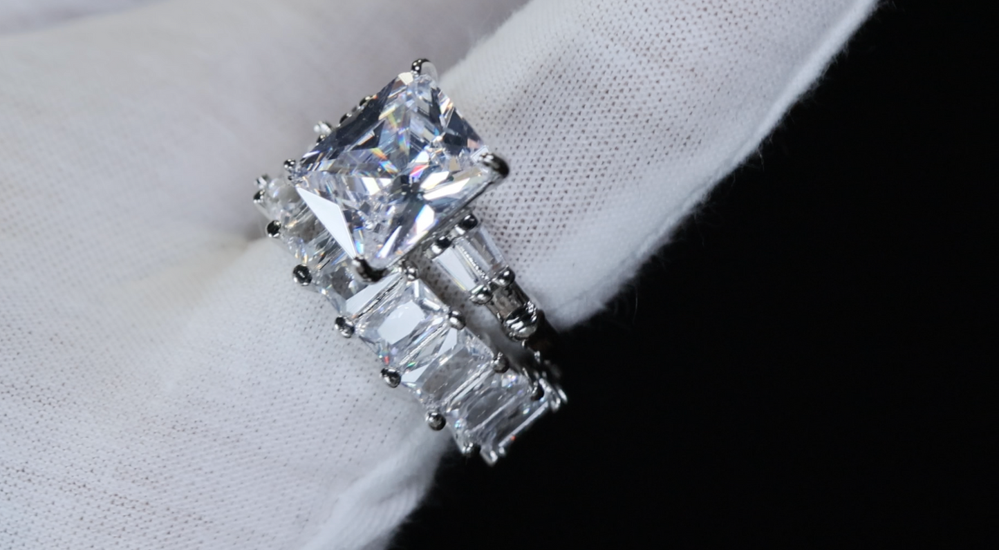 Radiant Cut Engagement Ring Set | Womens Wedding Ring Set
