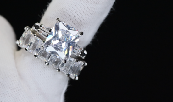 Radiant Cut Engagement Ring Set | Womens Wedding Ring Set