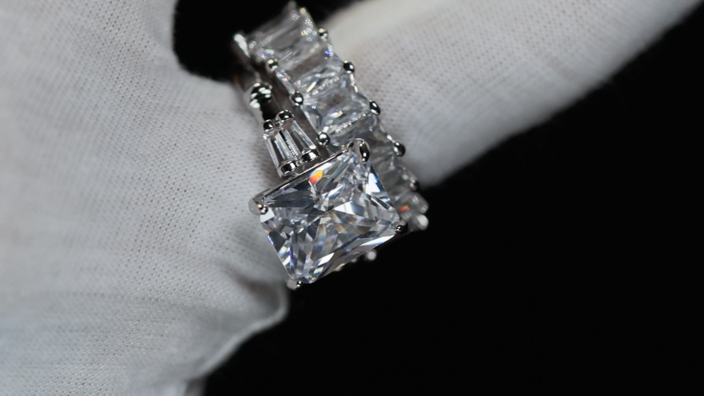 Radiant Cut Engagement Ring Set | Womens Wedding Ring Set