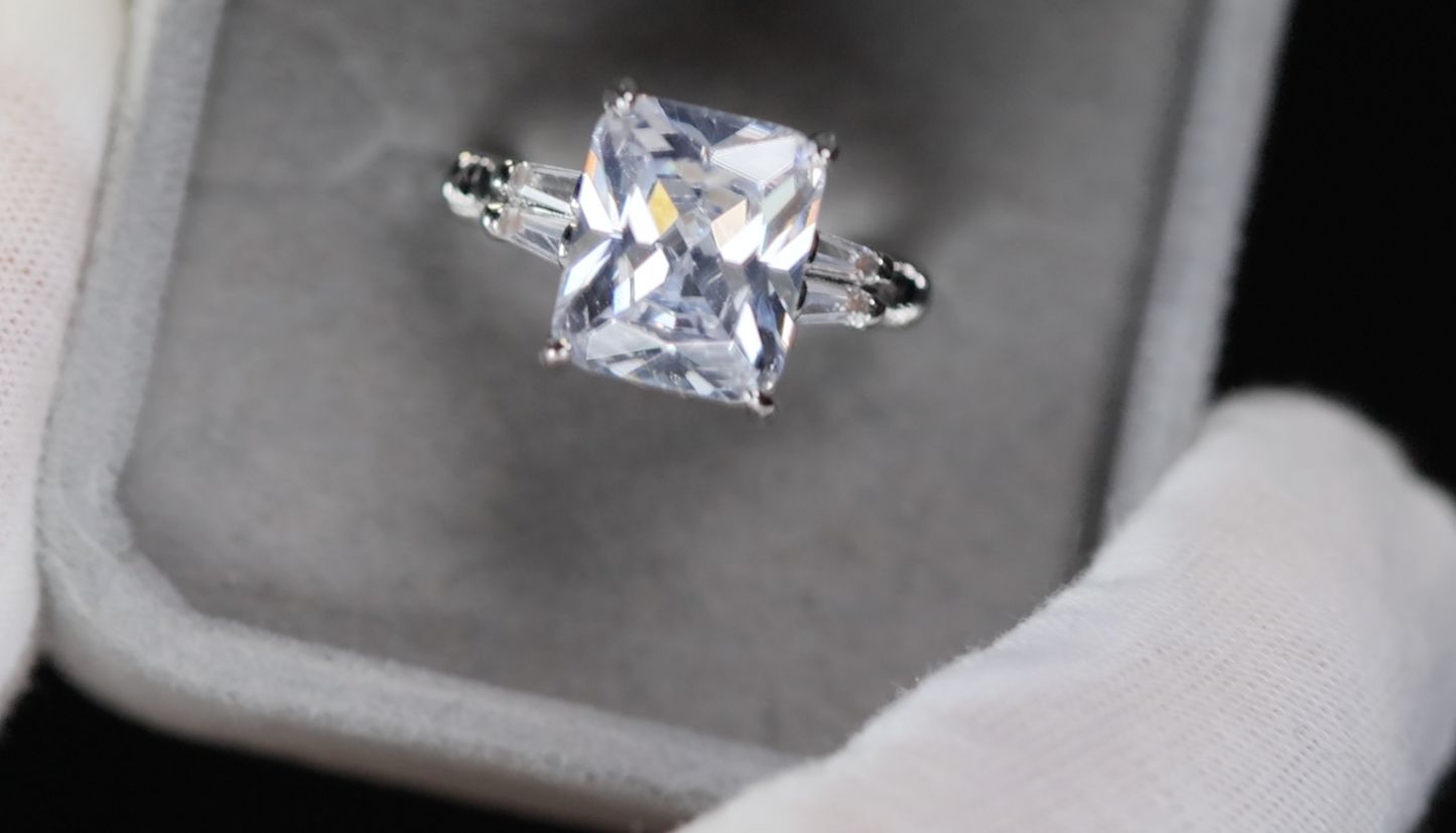 Radiant Cut Engagement Ring Set | Womens Wedding Ring Set