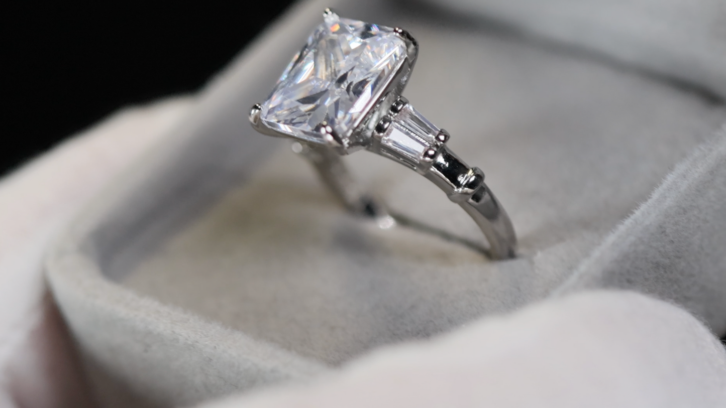 Radiant Cut Engagement Ring Set | Womens Wedding Ring Set