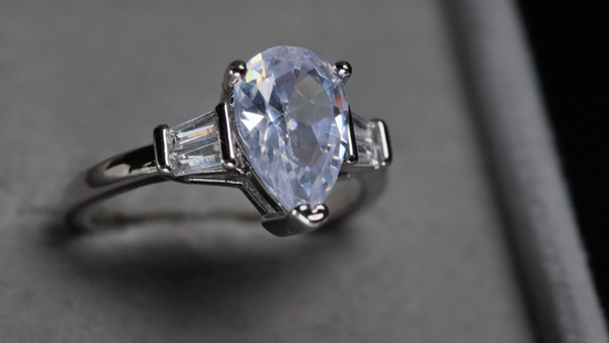 Womens Engagement Ring Set  | Pear Cut Diamond Ring
