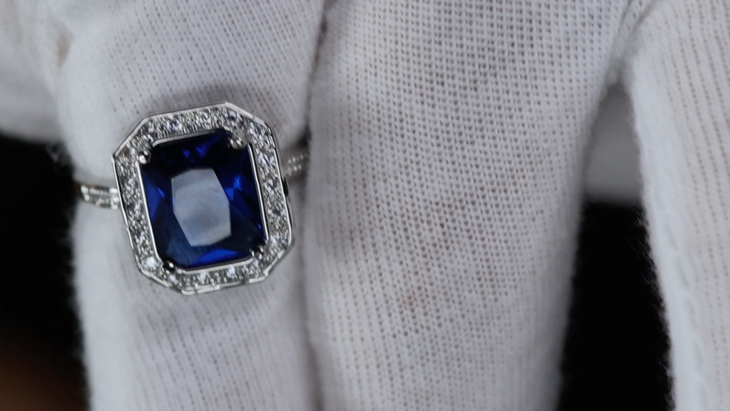 Sapphire Blue Diamond Ring | Blue Diamond Engagement Ring