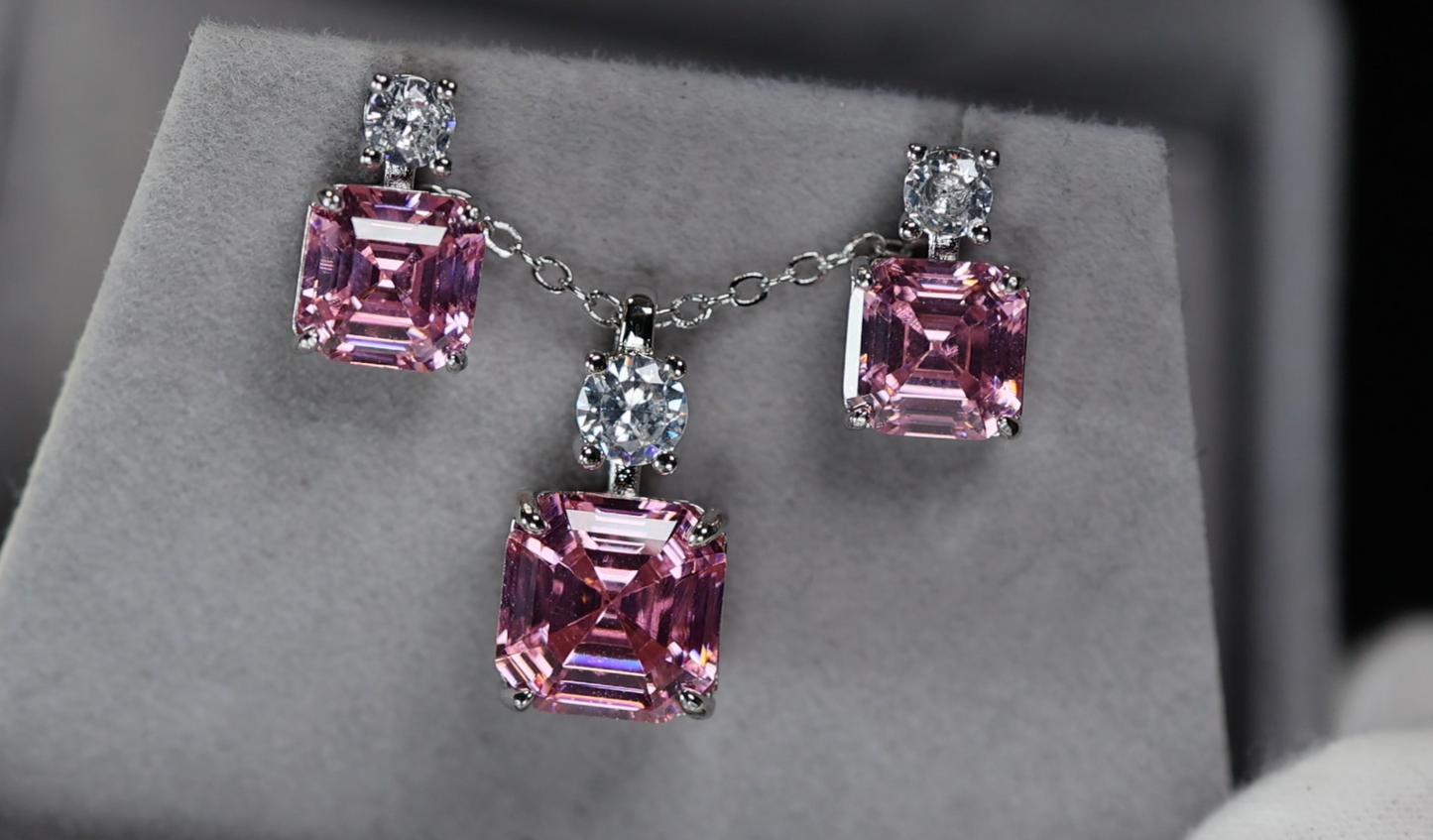 Pink Diamond Pendant | Pink Diamond Earrings | Pink Diamond Jewellery Set