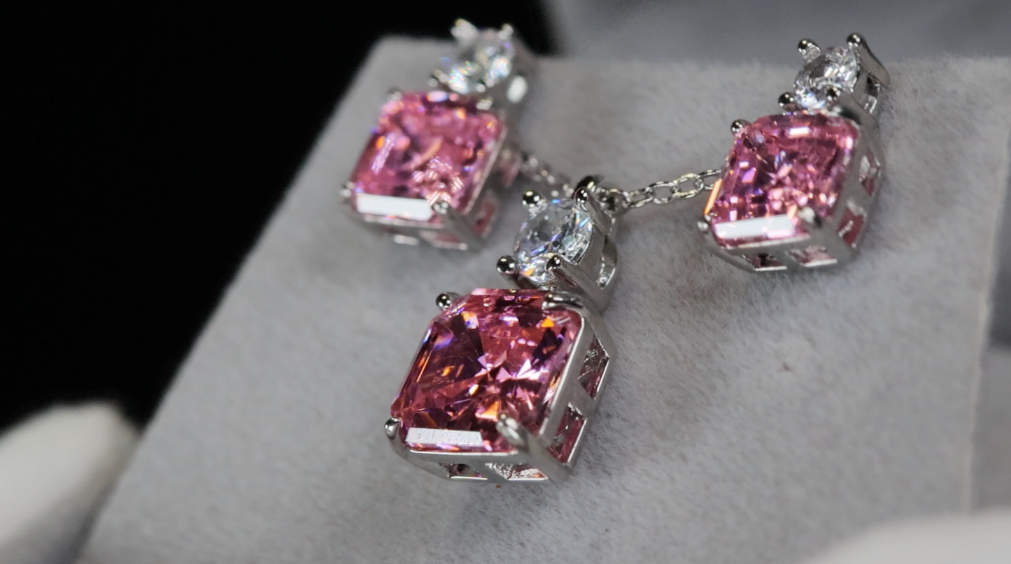 Pink Diamond Pendant | Pink Diamond Earrings | Pink Diamond Jewellery Set