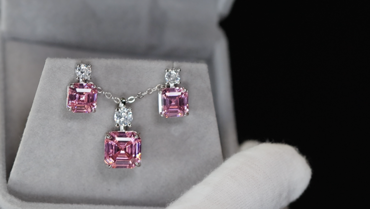 Pink Diamond Pendant | Pink Diamond Earrings | Pink Diamond Jewellery Set