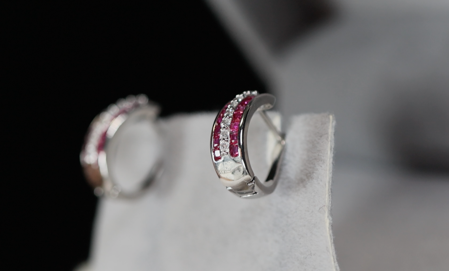 Mens Red Diamond Hoop Earrings | Womens Ruby Hoop Earrings