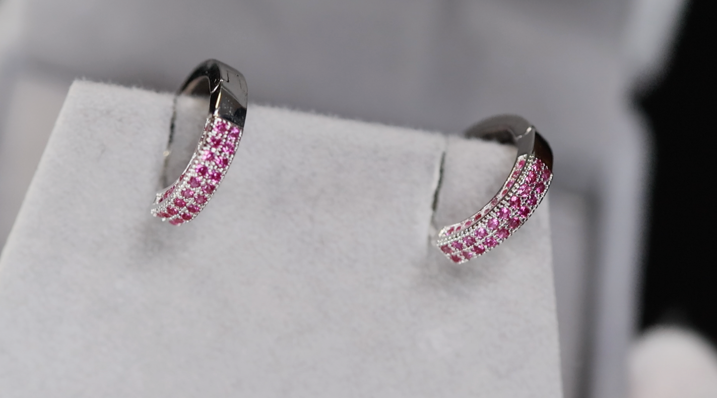 Mens Red Diamond Hoop Earrings | Womens Ruby Hoop Earrings