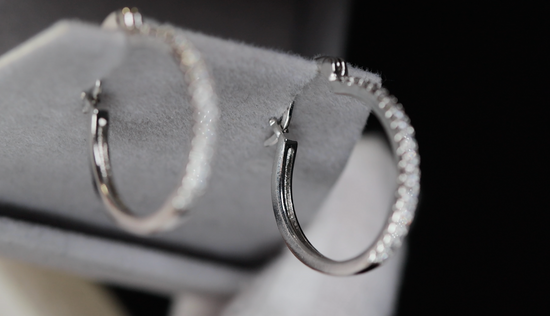 Womens Diamond Earrings | Silver Diamond Hoop Earrings