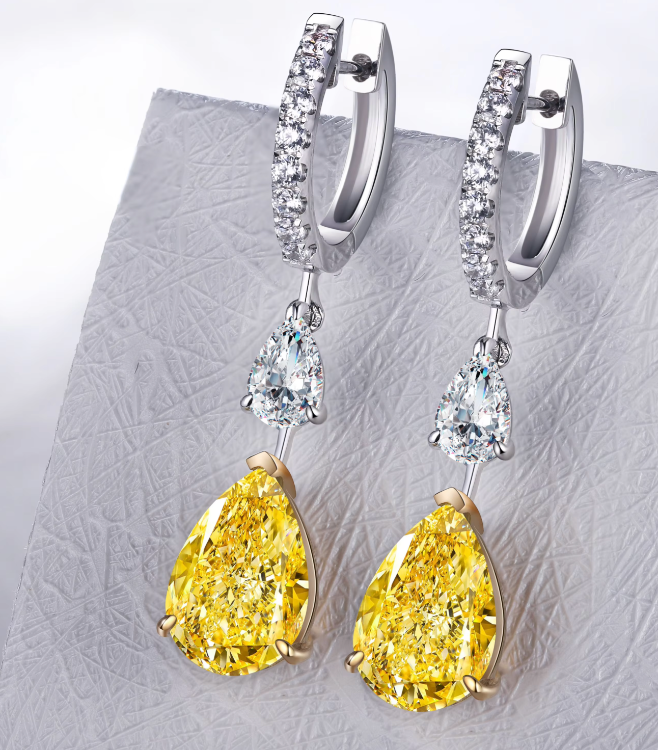 4.0ct Yellow Diamond Earrings | Yellow  Diamond Earrings | Pear Earrings