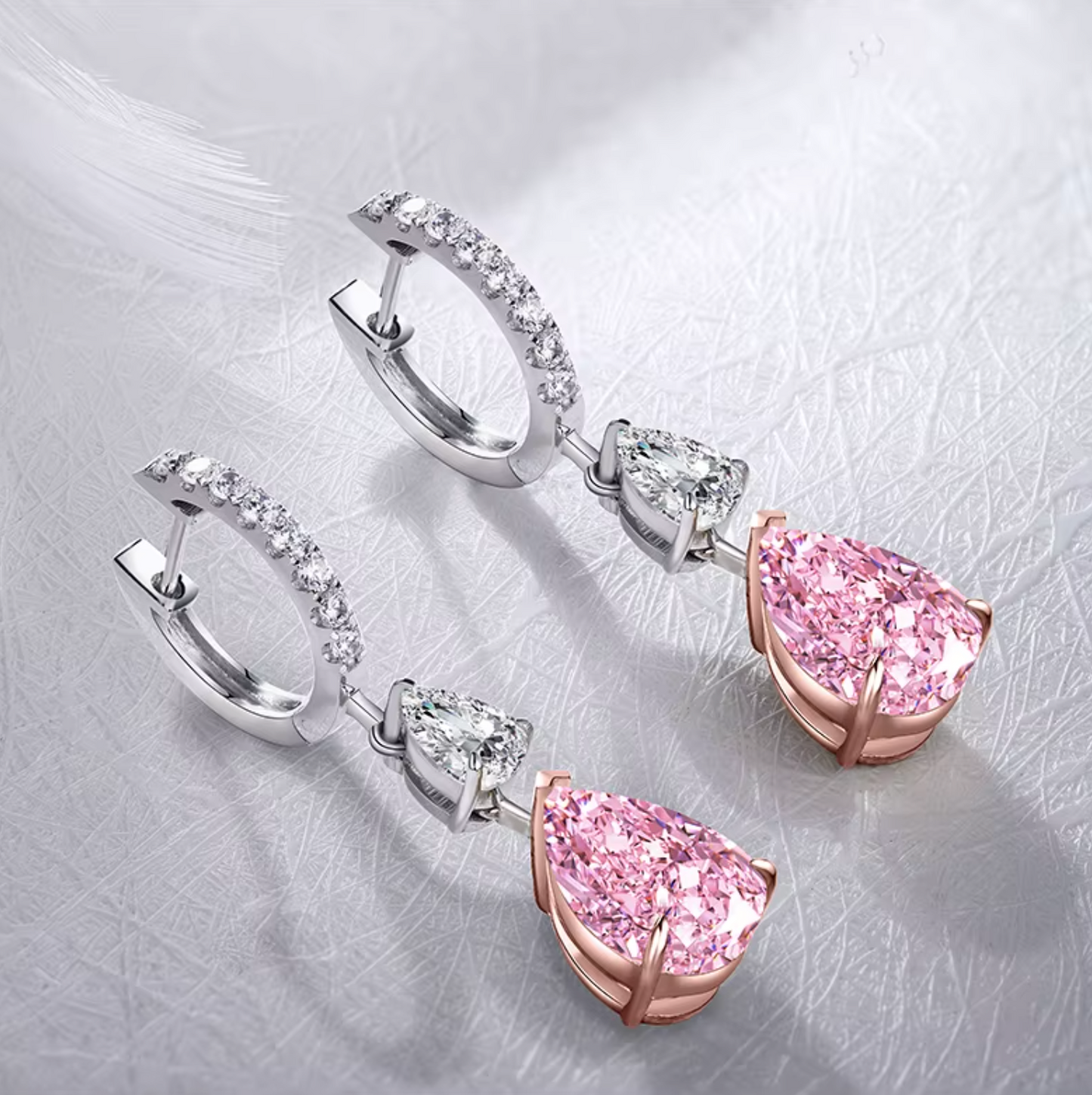 4.0ct Pink Diamond Earrings | Pink Diamond Earrings | Pear Earrings