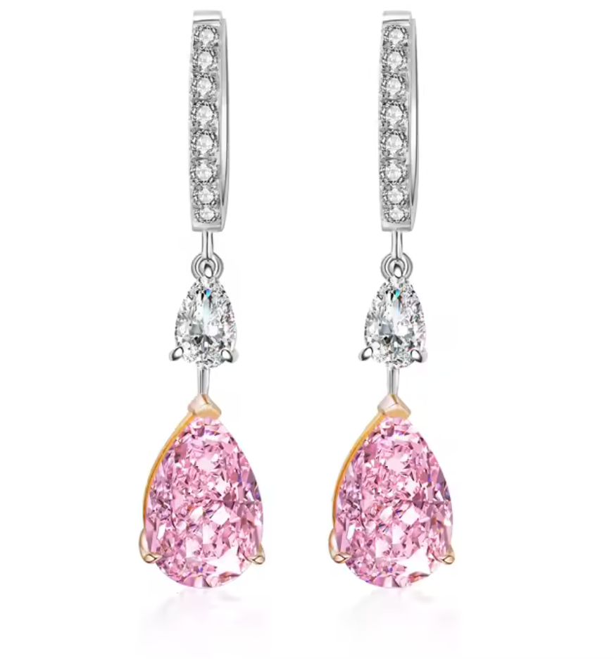 4.0ct Pink Diamond Earrings | Pink Diamond Earrings | Pear Earrings