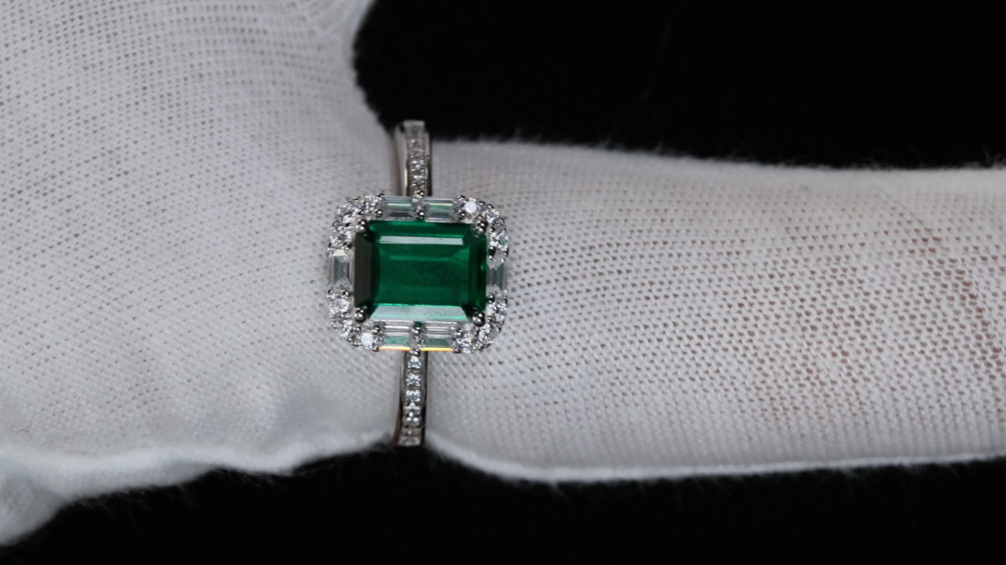 Lab Grown Colombian Emerald Ring | Lab Grown Green Diamond Ring