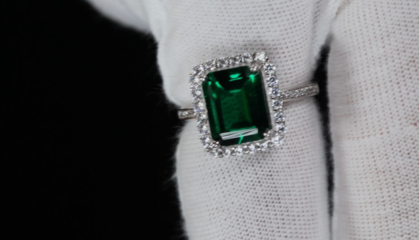 Lab Grown Colombian Emerald Ring | Lab Grown Diamond Engagement Ring