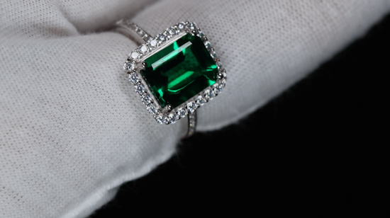 Lab Grown Colombian Emerald Ring | Lab Grown Diamond Engagement Ring