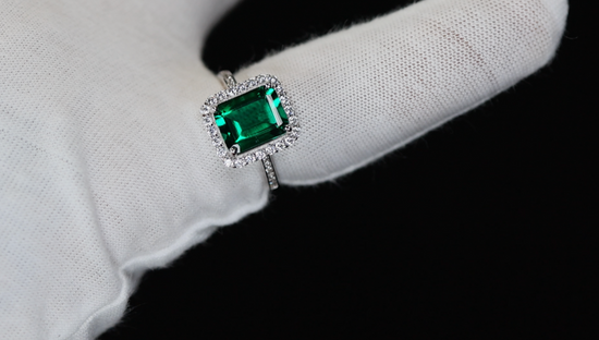 Lab Grown Colombian Emerald Ring | Lab Grown Diamond Engagement Ring