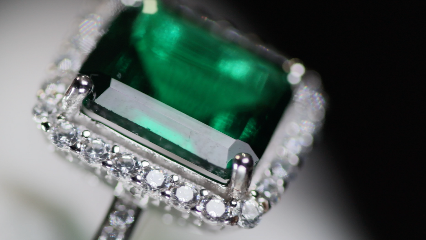 Lab Grown Colombian Emerald Ring | Lab Grown Diamond Engagement Ring