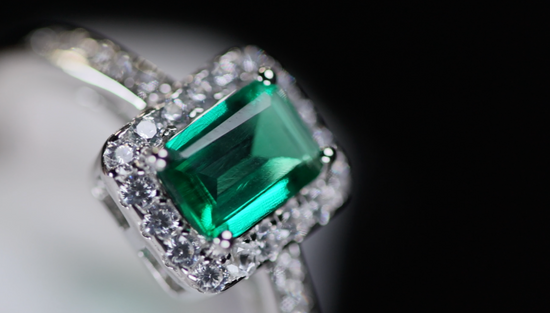 Lab Grown Colombian Emerald Ring | Lab Grown Diamond Ring