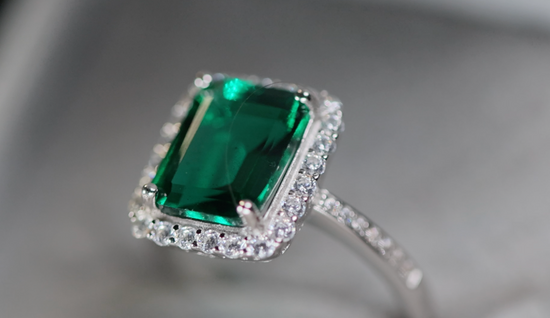 Lab Grown Colombian Emerald Ring | Lab Grown Diamond Engagement Ring