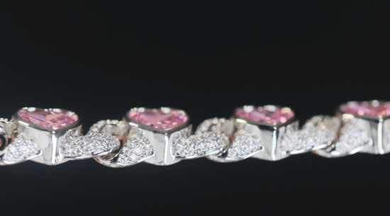 Heart Bracelet | Pink Diamond Bracelet | Pink Diamond Heart Bracelet