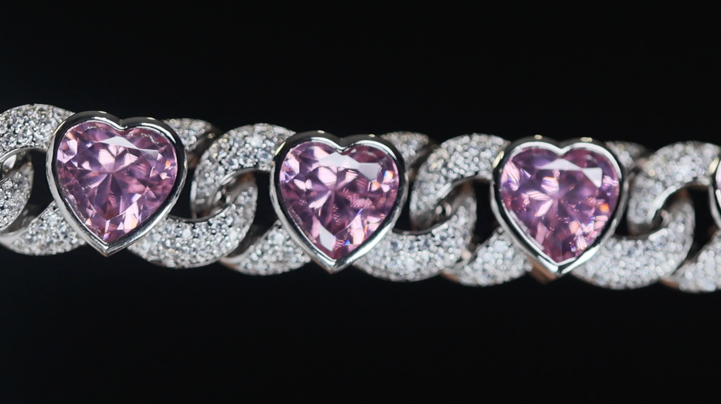 Heart Bracelet | Pink Diamond Bracelet | Pink Diamond Heart Bracelet