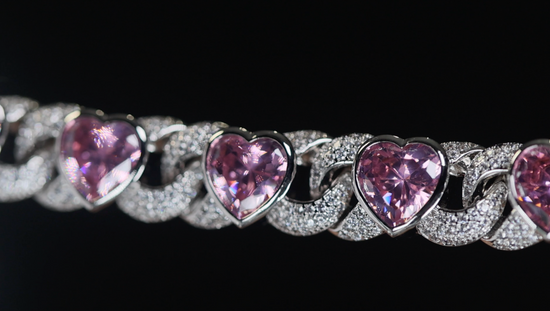 Heart Bracelet | Pink Diamond Bracelet | Pink Diamond Heart Bracelet