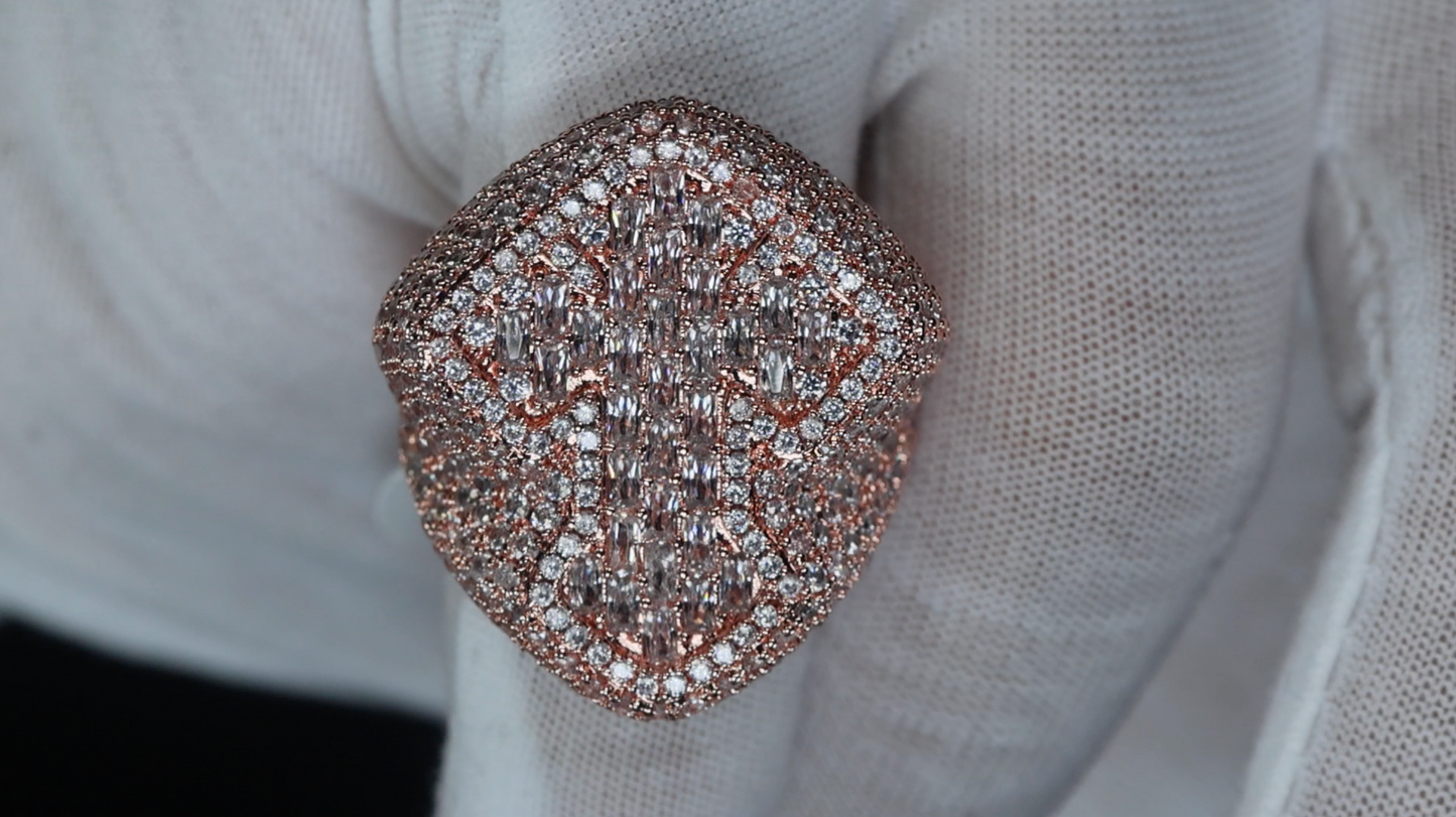 Rose Gold Diamond Cross Ring