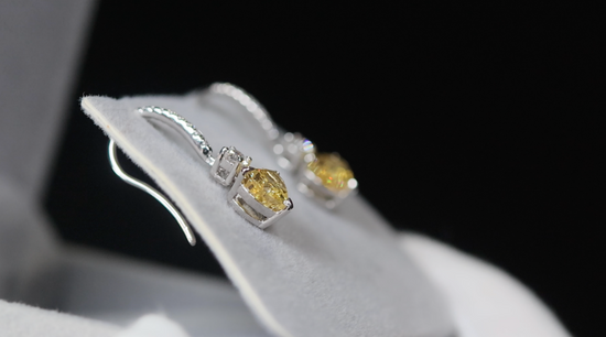 2.0ct Yellow Diamond Earrings | Yellow Diamond Heart Earrings