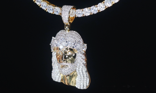 Gold Jesus Face Pendant