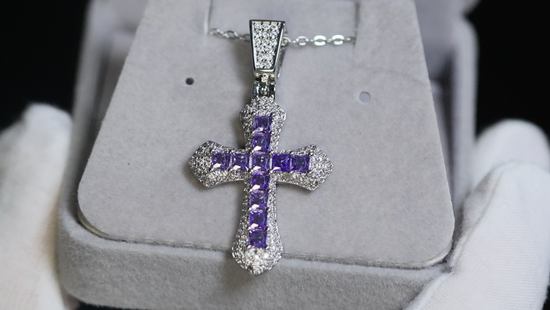 Purple Diamond Cross Pendant