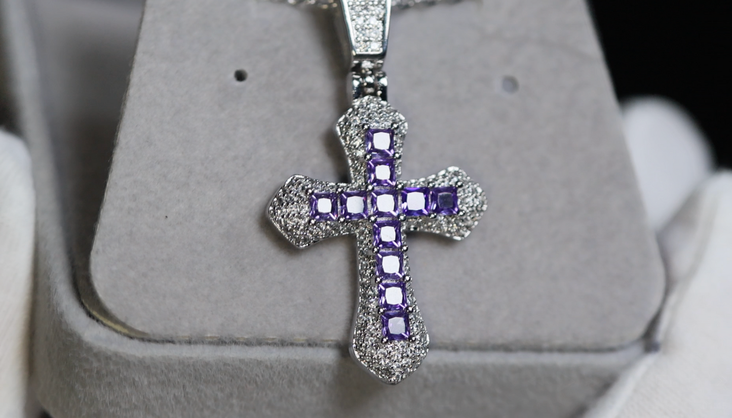 Purple Diamond Cross Pendant