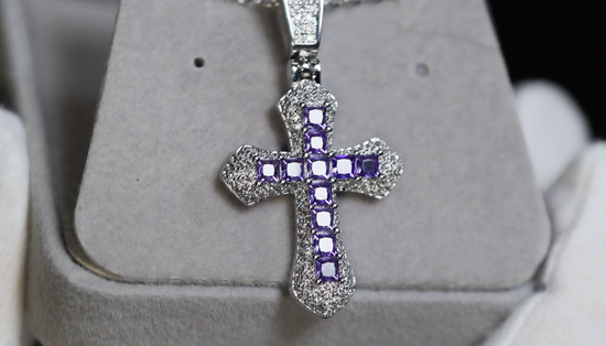 Purple Diamond Cross Pendant