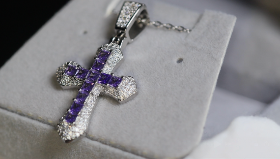 Purple Diamond Cross Pendant