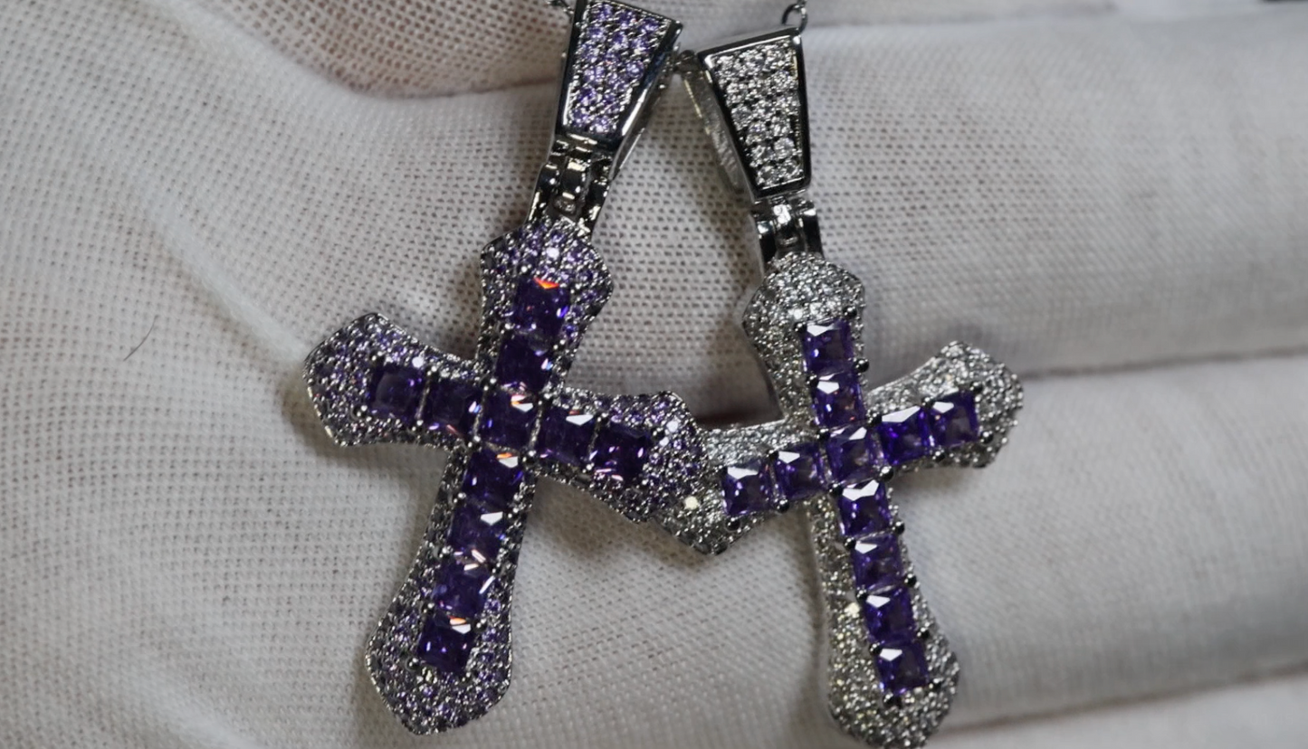 Purple Diamond Cross Pendant
