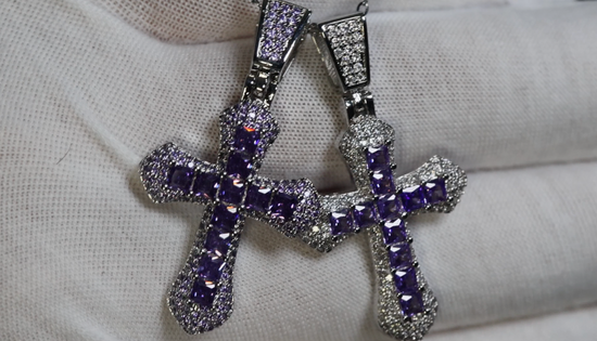Purple Diamond Cross Pendant