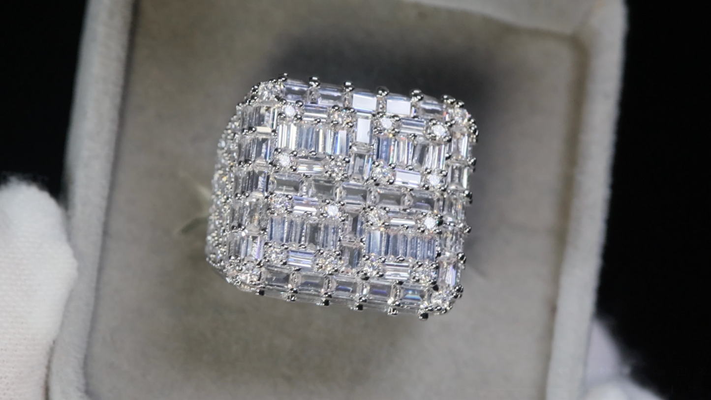 Baguette Iced Out Ring, Mens Iced Out Ring, Mens Diamond Hip Hop Ring