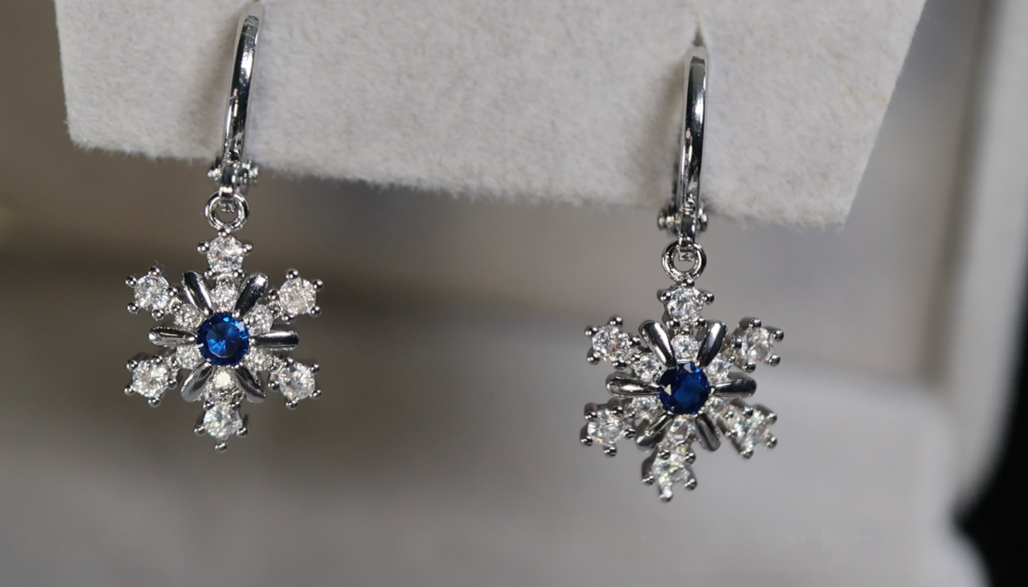 Snowflake Diamond Earrings | Snowflake Earrings | Hoop Earrings
