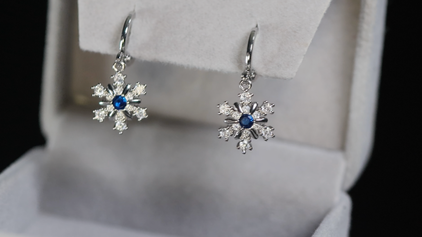 Snowflake Diamond Earrings | Snowflake Earrings | Hoop Earrings