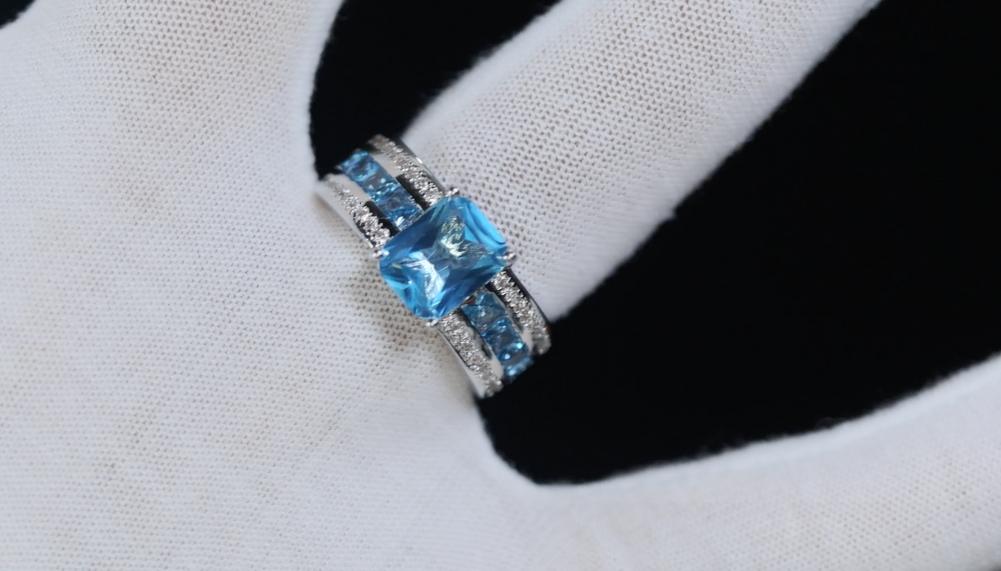 Blue Gemstone Ring | Blue Diamond Ring | Big Blue Diamond Ring