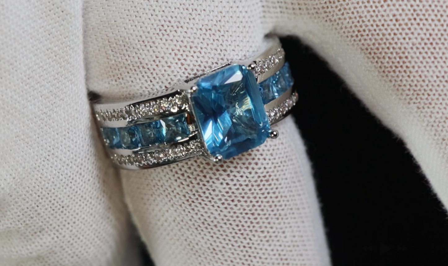 Blue Gemstone Ring | Blue Diamond Ring | Big Blue Diamond Ring